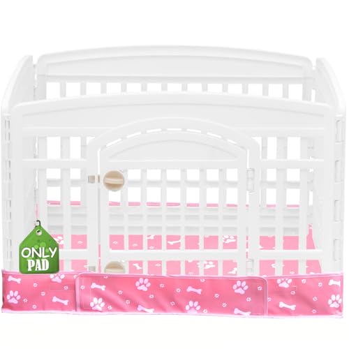 Dog Playpen Bottom Pad Fits for 36 Inch 4 Panels Exercise Pet Playpen, Dog Crate Pad Puppy Playpen Pad, Hoop and Loop Design (Note: Playpen Not Included). -Pink - color: Pink