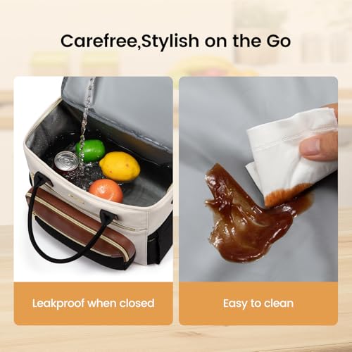 LOVEVOOK Insulated Lunch Bag Women,Wide Opening Adult Lunch Box Women,Leakproof Cooler Bag for Work Picnic Beach Family College,Lunch Teacher Tote Bag with Adjustable Shoulder Strap and Cup Holder - color: Black, size: X Large —18l
