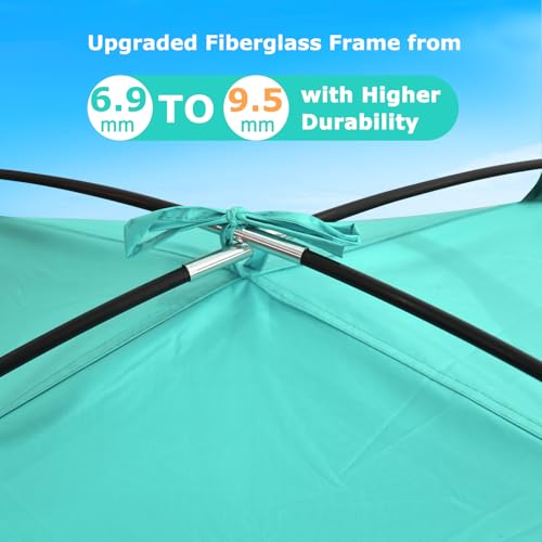 COMMOUDS Beach Tent Sun Shade for 3/4/6/8 Person, UPF 50+ Beach Sun Shelter Canopy Tent, Lightweight, Easy Set Up and Carry - color: Turquoise, size: 6 Person