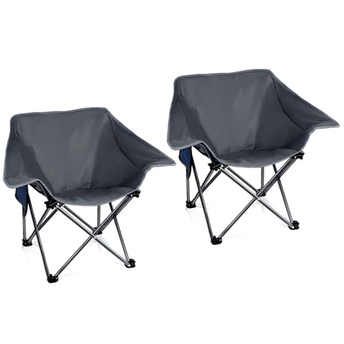 2 Pack Portable Camping Chair Compact Collapsible Outdoor Folding Sports Chairs for Adults Heavy Duty Camp Sporting Events Park Lawn 400 Lbs Grey - color: Grey, size: single chair﻿