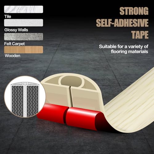 Floor Cord Cover Self Adhesive Cord Hider,3.3FT Cable Management, Extension Strip Protector for Wires, Prevent Cable Trips for Offices, Gyms, Exhibitions Cavity:0.3"(W) x 0.28"(H) Yellow Wood - color: Yellow Wood, size: 0.78" x 3.3'