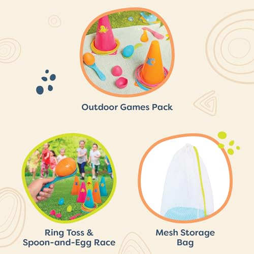 B. toys – Outdoor Games Galore Combo – Ring Toss & Egg-and-Spoon Game Set for Backyard Fun, Party Activities & Family Entertainment – Includes Easy-to-Grip Rings & Spoons – Kids Outdoor Toys 3+ Years - style: Ring Toss & Egg-Spoon Game
