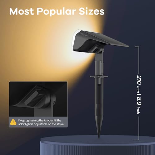 Linkind Solar Spot Lights Outdoor Waterproof IP67, 60 LED Solar Flood Lights 30% High Conversion Landscape Lighting for Garden Yard Pathway (6 Pack, Warm White) - color: Warm White, size: 6 Pack