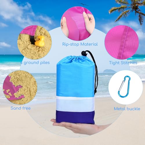 Beach Blanket Waterproof Sandproof Oversized Lightweight 78''×110'' 1-7 Adults Blanket Beach Large Picnic Mat for Travel Camping Hiking Picnic - color: Raspberry, size: 78''x110''