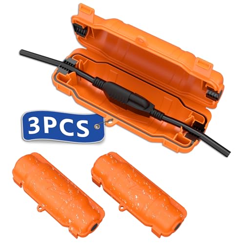 3 Pack Outdoor Extension Cord Safety Cover with Waterproof Seal IP54 Water-Resistant, Weatherproof Electrical Connection Box with 2 Latches, Plug, Socket, Holiday Decoration Light, Orange - color: Orange, size: 3 Pack