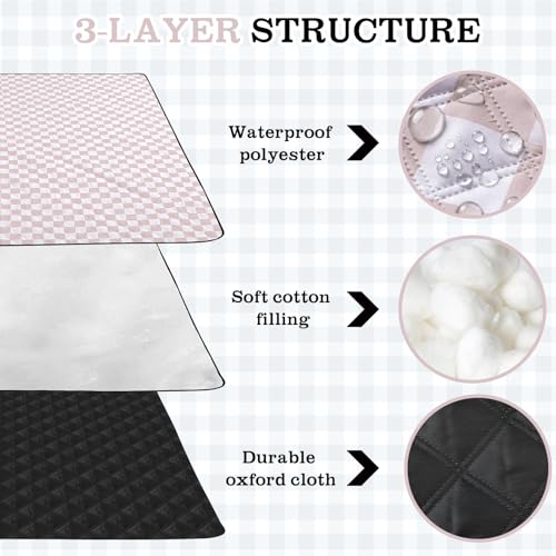 Nuanchu Checkered Picnic Blanket Extra Large Outdoor Blanket Sandproof 80"x80" Waterproof Portable Machine Washable 3 Layer Thick Gingham Picnic Mat for Beach Camping Park Grass Travel (Brown) - color: Brown