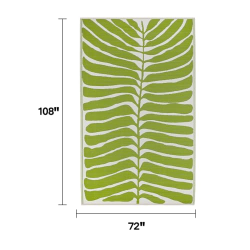 Fab Habitat Outdoor Rug - Waterproof, Fade Resistant, Crease-Free - Premium Recycled Plastic - Tropical Leaf Botanical - Large Patio, Deck, Sunroom, Camping, RV - Hilo - Green - 6 x 9 ft - color: Hilo - Green, size: 6' x 9' (Rectangular)