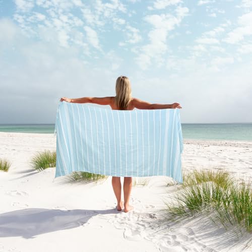 Eliamo Turkish Beach Towel Set of 6 Beach Towels Cotton Quick Dry Sand Free 36 x 71 inch Turkish Towel Oversized Lightweight Beach Towels Blue - color: Blue
