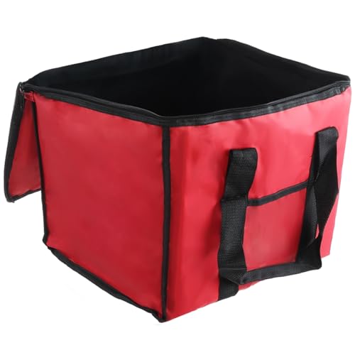 Chef Approved 12 x 12 Food Delivery Bag | Heavy Duty Insulated Soft-Sided Hot Cold Sandwich Carrier with Zipper Closure for Restaurant Shopping Grocery | Square Shape, 12"W x 12"D x 15"H, Nylon, Red - color: Red