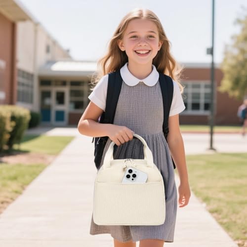 LEDAOU Lunch Box for Women Insulated Lunch Bag Corduroy Lunch Tote Bags Leakproof Cooler Lunch Case for Travel Work Picnic (Corduroy Solid Beige) - color: Corduroy Solid Beige