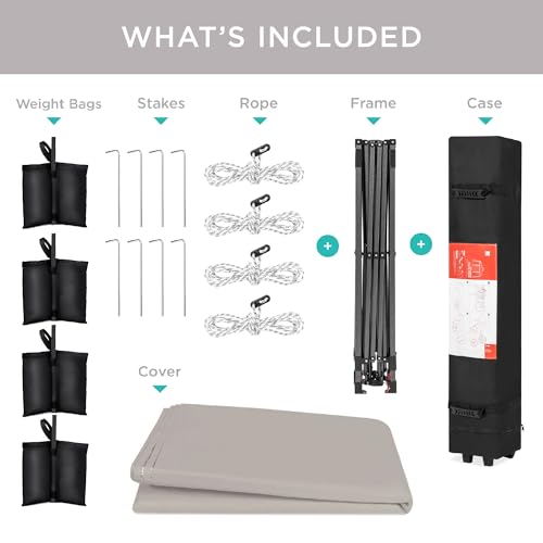 Best Choice Products 10x10ft Pop Up Canopy Tent, Outdoor Shade, 1 Person 1 Minute Set Up, Carry Case, 4 Weight Bags - Light Gray - color: Light Gray, size: 10x10ft