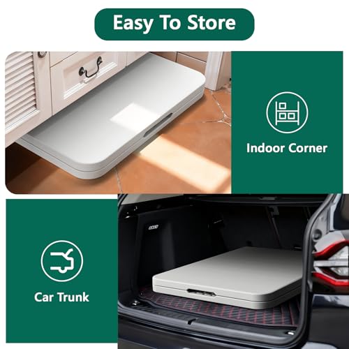 Folding Table 72" x 30" - Heavy Duty Plastic Table with Handle, Foldable & Portable, Fold-in-Half Utility Tables for Outdoor, Dining, Wedding, Events, Indoor, Picnic, Camping, Party (White) - color: White, size: 72in x 30in