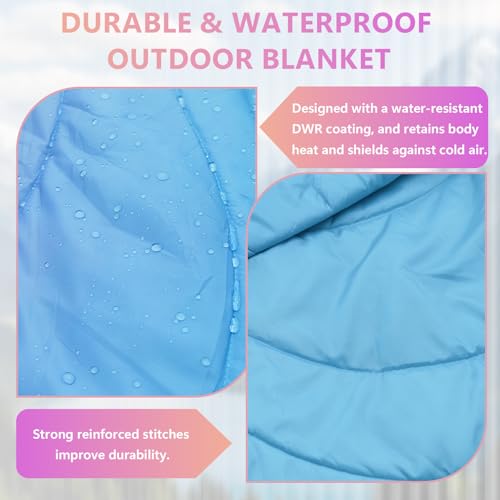 Camping Blanket,Waterproof Lightweight Puffy Camping Outdoor Blankets Packable Picnic Blanket Top Quilt for Sleeping Travel Stadium Hiking Cold Weather 55"x78.8" - color: Rainbow Gradient Blanket