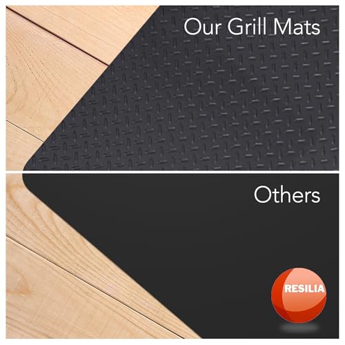 RESILIA Large Under Grill Mat – Heavy Duty, Reusable Outdoor Floor Protector Mats for Deck, Patio, & Garage – 72 Inch x 48 Inch with 12 Inch Splatter Protection Lip, Black Diamond Plate, Made in USA - color: Black - Diamond Plate