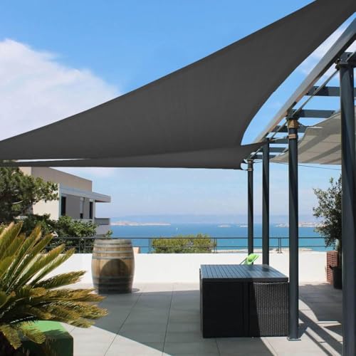Tronssien Triangle 10'x10'x10' Sun Shade Sail, 95% UV Blockage Canopy Awning for Outdoor Patio and Garden, Yard Activities - color: Graphite, size: 10x10x10 ft