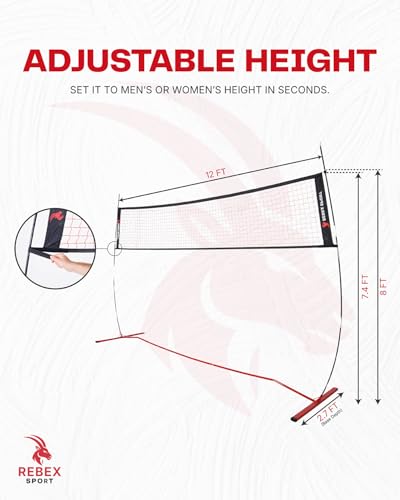 Portable Volleyball Net Set 12FT for Backyard, Adjustable Height Outdoor Volleyball Net System with Anti-Sag Design, Heavy Duty Steel Base, Freestanding Net with Carry Bag & Stakes