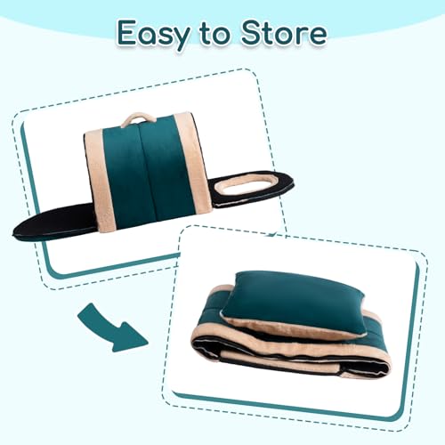 Hollypet Cat Bed Self-Warming 2 in 1 Foldable Kitty Cave Hut House Nest Pet Sleeping Bed, Crystal Velvet Pet Condo for Indoor Cats, Green Arched Cave - color: Green Arched Cave
