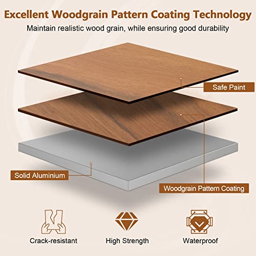 COSTWAY Folding Picnic Table, Roll-Up Aluminum Camping Table with Wood Grain, Portable Low Height Beach Table with Carry Bag for Camping, Picnic, BBQ & Hiking, Easy Assembly, Natural (47” x 23” x 18”)