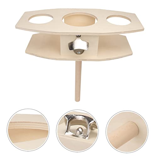MAGICLULU Wooden Beer Rack Insert Ground Wine Stake Outdoor Drink Holder Detachable Design Suitable for Garden and Camping