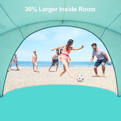 Gorich Beach Tent Sun Shelter with UPF50+ UV Protection for 1-2/3/4-5/6-7 Person, Lightweight & Portable Beach Shade Canopy with 2 Zippered Doors, Easy Setup Family Beach Umbrella - color: Turquoise, size: 3 Person