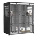 Catio Cover, 64" L x 34" W x 71" H Waterproof Cover for Outdoor Cat Enclosure, 420D Cat Cage Cover for Nyeekoy Catios, Black (Catio Not Included) - size: 64"L x 34"W x 71"H for Nyeekoy