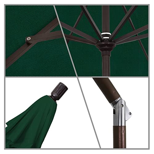 California Umbrella 9' Round Aluminum Market Umbrella, Crank Lift, Collar Tilt, Bronze Pole, Hunter Green Olefin - color: Hunter Green