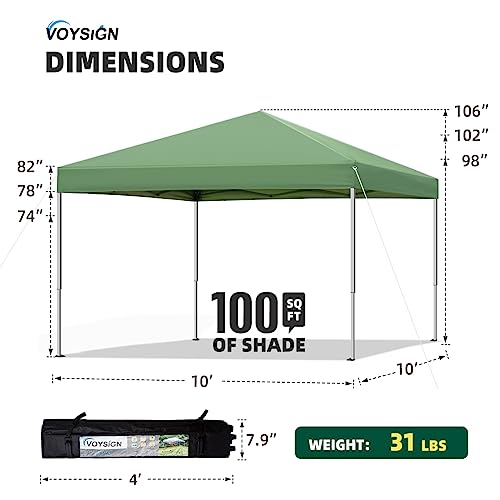 10x10 Pop Up Canopy Tent, Outdoor Instant Sun Shelter - Green, Included 1 x Rolling Storage Wheeled Bag, 4 x Guylines, 8 x Stakes - color: Basic Green