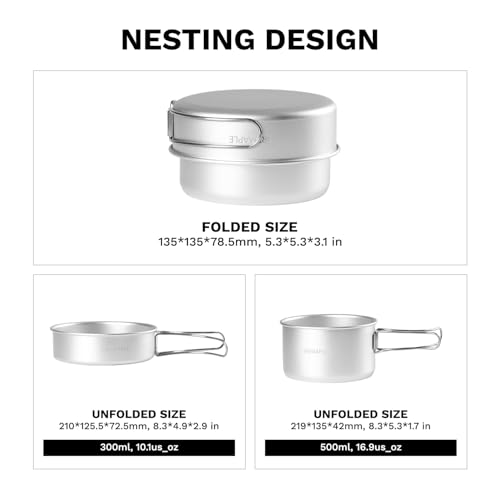 Fire-Maple Frost MINI Ultralight Camping Cookware Set – Compact Aluminum Pot and Frypan for Backpacking and Hiking – Lightweight Nesting Design, Gas Canister Compatible