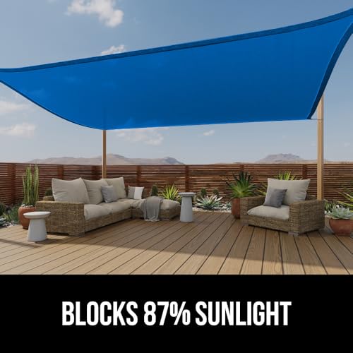 GORILLA GRIP Heavy Duty Sun Shade, UV Protection Fade Tear and Rust Resistant Rectangle Sunshade Canopy, Curved Edges Blocks Sunlight, Breathable Sail, Outdoor Patio, Lawn Garden, 8x10 FT Blue - color: Blue, size: 8' X 10', style: Rectangle