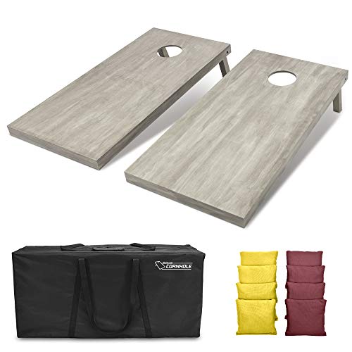 GoSports 4 ft x 2 ft Regulation Size Wooden Cornhole Boards Set - Includes Carrying Case and Bean Bags (Choose Your Colors) Over 100 Color Combinations - color: Burgundy & Yellow