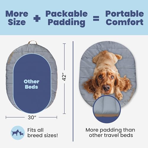 Travel Dog Bed (42" x 30")- Foldable & Packable for Travel, Road Trip, Camping– Lightweight, Water Resistant & Cozy with Soft Padding– Compact, Portable & Machine Washable– Large & Small Breeds: Grey - color: Foggy Trail