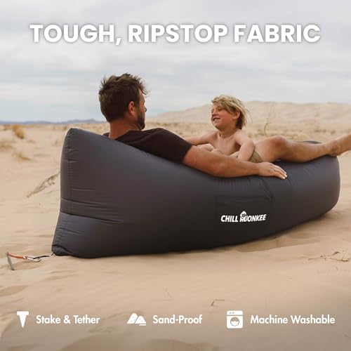 Portable Inflatable Lounger for Beach & Camping – Self-Inflating Air Couch, Beach Sofa, and Outdoor Lounge Chair for Relaxation and Comfort - color: Black