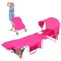 Wheel-To-Go Oversized Tanning Chair with Face Hole & Wheels | Portable Heavy Duty Folding Lounge Chair | Outside Sunbathing Reading Relaxing Beach Poolside | XL Wide | 330 LBS Pink (Patent Design) - color: Pink, style: Oversized + Sun Canopy Style