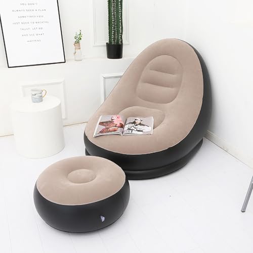 AIZYR Inflatable Sofa with Air Pump, Blow Up Lounger Chair Inflatable Patio Lounge Chairs Portable Couch for Rooms, Camping Picnic Beach,Grey - color: Grey