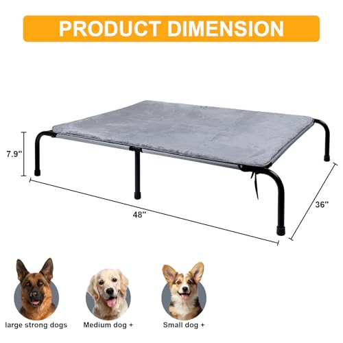 Outdoor Dog Elevated Bed for Large Dogs with Plush Mat, Durable Washable Raised Dog Beds, Indestructible Cooling Dogs Beds, Chew Proof Pet Cot Hammock for Large Breathable Outside (XL) - size: X-Large