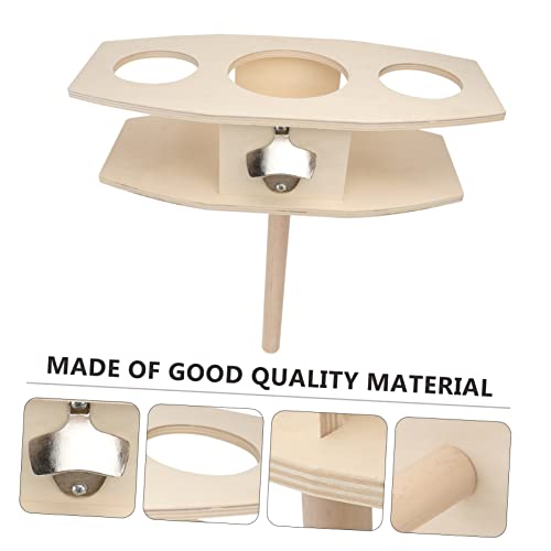 MAGICLULU Wooden Beer Rack Insert Ground Wine Stake Outdoor Drink Holder Detachable Design Suitable for Garden and Camping
