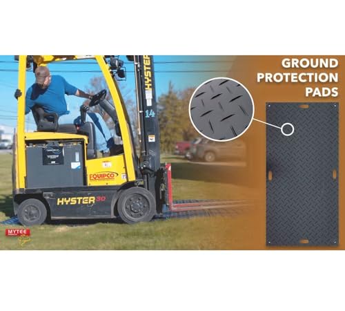 4 Pcs Ground Protection Mats - Black, 3' x 8', Heavy Equipment Mats w/ 6 Pcs Single Connectors - color: Black, size: 4 - Pack