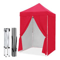 EAGLE PEAK 5x5 Instant Canopy with 4-Side Wall Panels, Small Pop up Portable Canopy Tent with Carry Bag, Light Weight Sun Shelter for Sports, Camping and Beach, Red - color: Red