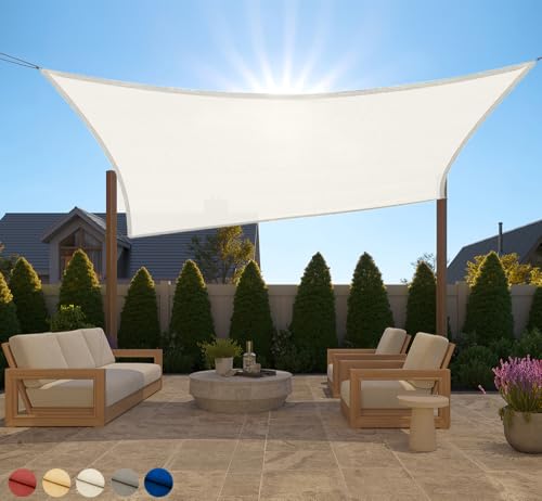 GORILLA GRIP Heavy Duty Sun Shade, UV Protection Fade Tear and Rust Resistant Rectangle Sunshade Canopy, Curved Edges Blocks Sunlight, Breathable Sail, Outdoor Patio, Lawn Garden, 6x10 FT Butter Ivory - color: Ivory, size: 6' X 10', style: Rectangle