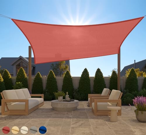 GORILLA GRIP Heavy Duty Sun Shade, UV Protection Fade Tear and Rust Resistant Rectangle Sunshade Canopy, Curved Edges Blocks Sunlight, Breathable Sail, Outdoor Patio, Lawn Garden, 6x10 FT Terra - color: Terra, size: 6' X 10', style: Rectangle