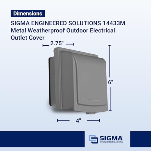 SIGMA ENGINEERED SOLUTIONS 14433M Metal Weatherproof Outdoor Electrical Outlet Cover, Extra Duty Rated Plug and Receptacle Protector for GFCI, Duplex, Switch, and Round Devices, IN-USE, Gray, 2 Gang
