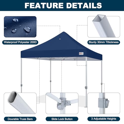 MASTERCANOPY Pop Up Canopy Tent Commercial Grade 10x10 Instant Shelter (Navy Blue) - color: Navy Blue, size: 10x10