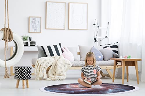 Benefeet Sox Beach Towel Large Round Mandala Pool Towels Tassels Microfiber Quick Dry Beach Blanket Throw Bohemian Roundie Swim Pool Circle Towel, 59 Inches - color: Space Galaxy