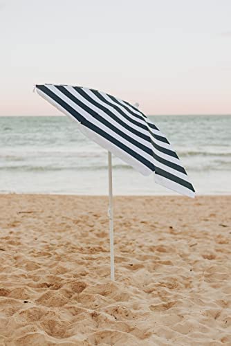 PICNIC TIME 5.5 Ft Portable Beach Umbrella, Lightweight UV Protection Sunshade with Tilt Pole & Carry Bag, Outdoor Canopy Umbrella for Beach, Sand, Pool, Patio, Camping, Travel, or Backyard Shade, (Blue & White Stripe) - color: Blue & White Stripe