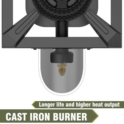 BESTFIRE Propane Burner, 100,000 BTUs High Pressure Single Propane Stove - Heat Shield and Guard, 4.1ft Adjustable Hose with Regulator, Gas Stove for Outdoor Cooking, Turkey Fry, Seafood Boil - color: 10'' single burner