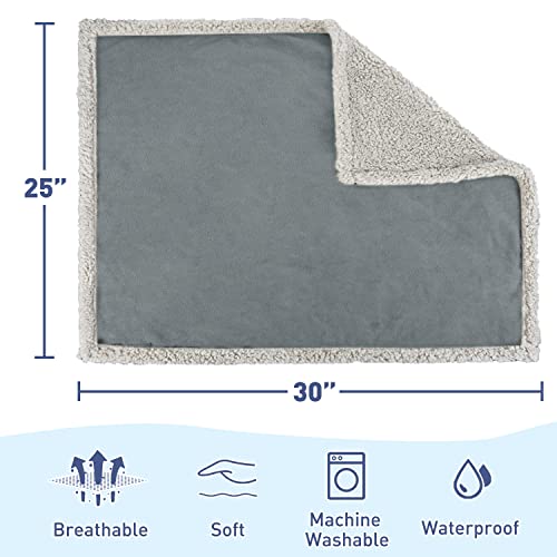 Kritter Planet Waterproof Dog Blankets for Small Dogs, Puppy Blankets for Litter, Cat Blankets for Indoor Cats Washable, Reversible Fleece Pet Mat for Crates, Car Seats, and Furniture - color: Gray/Taupe, size: 30"x25"
