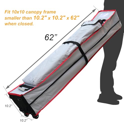 Eurmax USA Universal Wheeled Bag for 10x10 Pop up Canopy Tent,Heavy Duty Rolling Storage Bag with Extra Large Storage Pockets,Anti-Tip Stable Design,Easy Storage&Transport Case with Reinforced Handles - color: Light Grey, size: 10x10