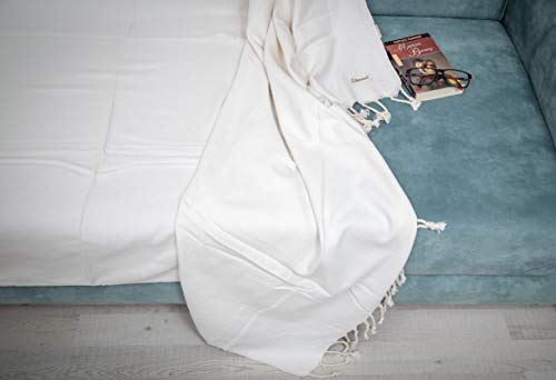 Bersuse 100% Cotton Milas XL Throw Blanket for Couch - 100% Cotton Lightweight Durable Throw Blanket, Big Blanket for Sensitive Skin, Decorative and Versatile - 60x90 Inches, White - color: White