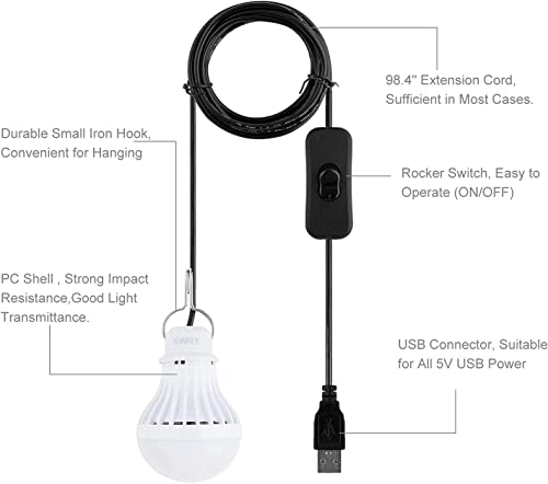 2-Pack Onite USB LED Light Bulb, Emergency Backup Lighting for Camping, Garage, Power Outage Preparedness, for Portable Power Station & Solar Panel, Outdoor Lantern, Warm White - size: 2-Pack