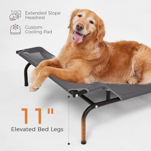 Sweetnight Elevated Dog Bed with Headrest for Large Dogs | Waterproof Raised Dog Cot for Outdoor - 51inch Heavy Duty Steel Frame Large Dog Bed &Easy Assembly，Supports 88-100lbs, XL - size: XL, style: Classic